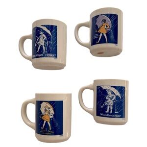Vintage When it Rains It Pours Morton Salt Girl 1914 1921 1956 1968 Coffee Mugs